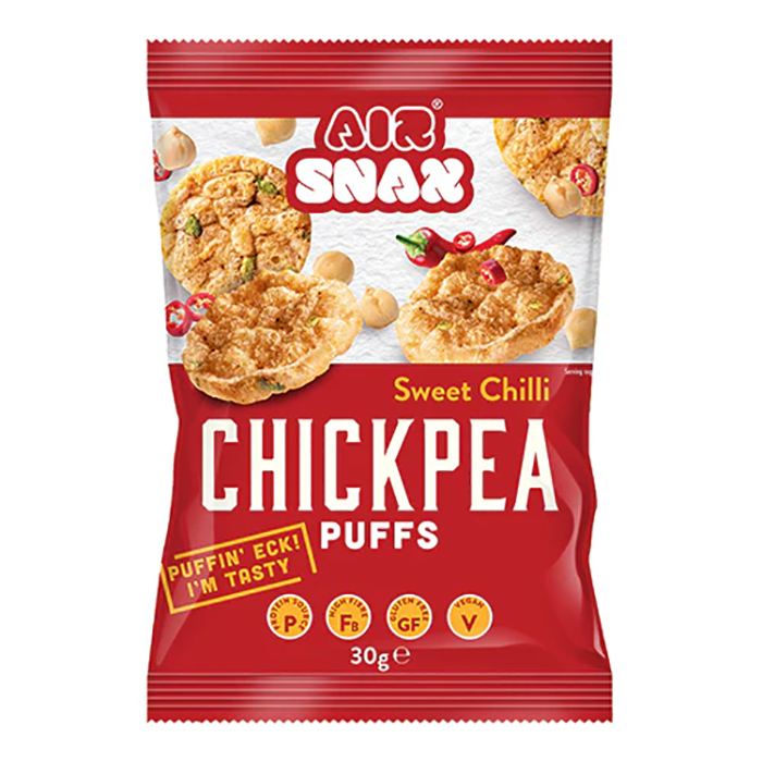 Airsnax -  Sweet Chilli Puffed Chickpea Snack, 30g - Pack of 12