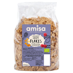 Amisa - Organic Crispy Spelt Flakes with Honey, 250g | Multiple Pack Sizes