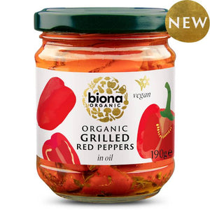 Biona - Organic Grilled Red Peppers in Oil, 190g | Multiple Options