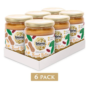 Biona - Organic Peanut Butter Crunchy Salted, 500g | Pack of 6