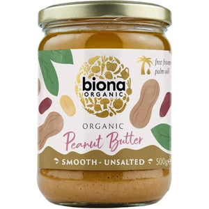 Biona - Organic Peanut Butter Smooth Unsalted, 500g | Pack of 6