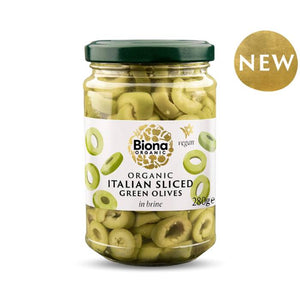 Biona - Organic Sliced Green Olives Brine, 280g | Multiple Options