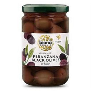 Biona - Peranzana Black Olives in Brine Organic, 280g | Multiple Options