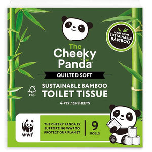 Cheeky Panda - Luxury Quilted Bamboo Toilet Tissue, 9 Rolls | Multiple Options