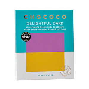 Chococo - 72% 'Delightfully Dark' Chocolate Bar, 75g | Pack of 12