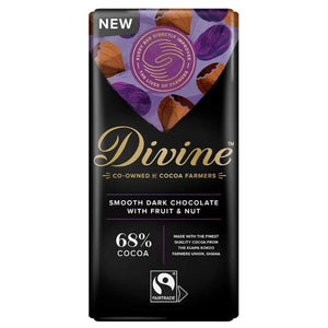 Divine - 68% Dark Chocolate with Fruit and Nut, 90g | Pack of 15