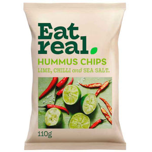 Eat Real - Hummus Chips Chilli, Lime & Sea Salt, 110g | Pack of 10