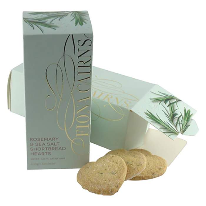 Fiona Cairns - Rosemary & Sea Salt Shortbread Hearts, 1 box  Pack of 12