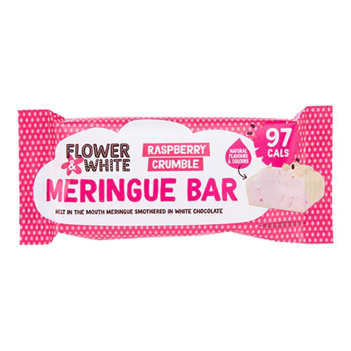 Flower & White - Raspberry Crumble Meringue Bar, 20g  Pack of 12