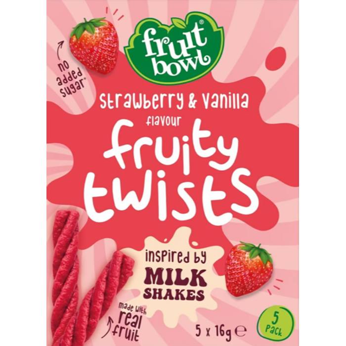 Fruit Bowl - Strawberry Vanilla Milkshake Fruit Twists, 80g