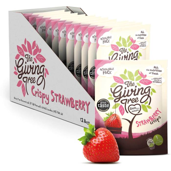Giving Tree Ventures - Freeze Dried Strawberry Crisps Pack of 12, 38g