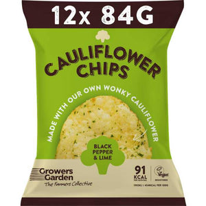 Growers Garden - Cauliflower Crisps with Black Pepper & Lime, 84g | Pack of 12