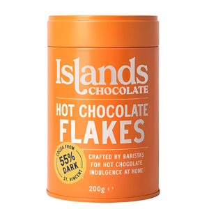 Islands Chocolate - 55% Dark Hot Chocolate Flakes, 200g | Pack of 6