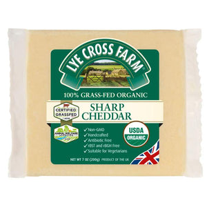 Lye Cross Farm - Organic Grass Fed Sharp Cheddar, 200g