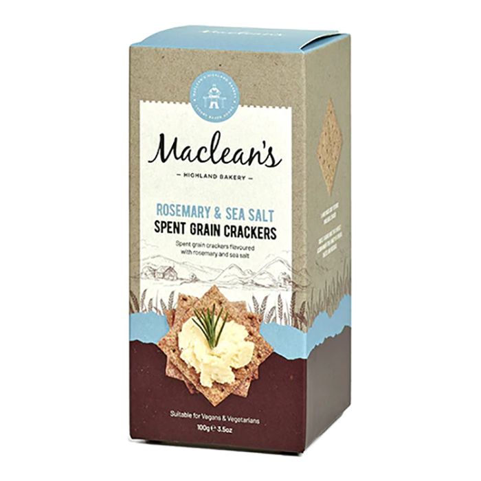 Macleans Highland Bakery - Rosemary & Sea Salt Spent Grain Crackers, 100g - Pack of 6