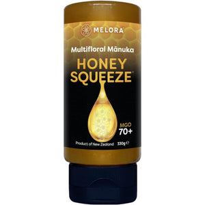 Melora - Manuka Honey 70+ MGO Squeeze, 330g | Pack of 8 | Multiple Flavours