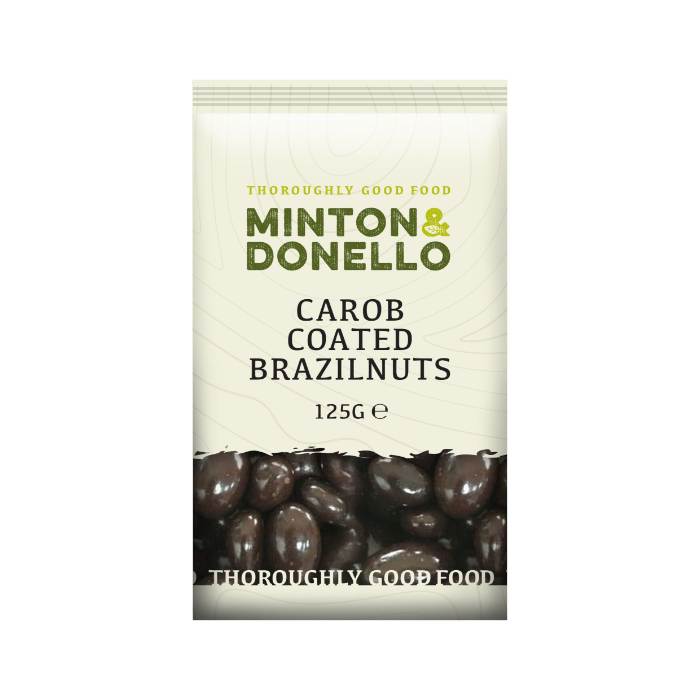 Minton & Donello - Carob Coated Brazil Nuts Snacks, 125g -  Pack of 6