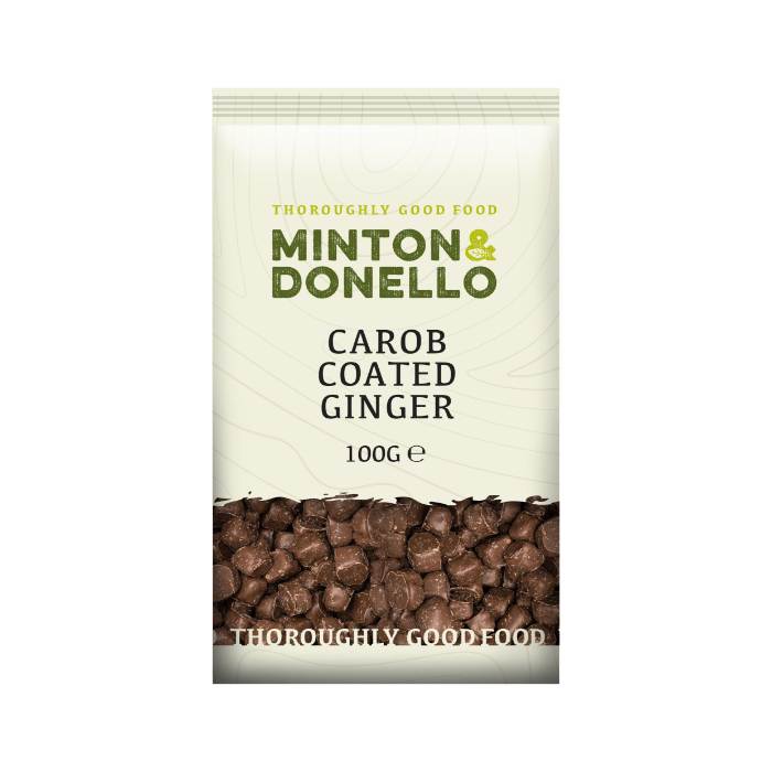 Minton & Donello - Carob Coated Ginger Snacks, 100g -  Pack of 6
