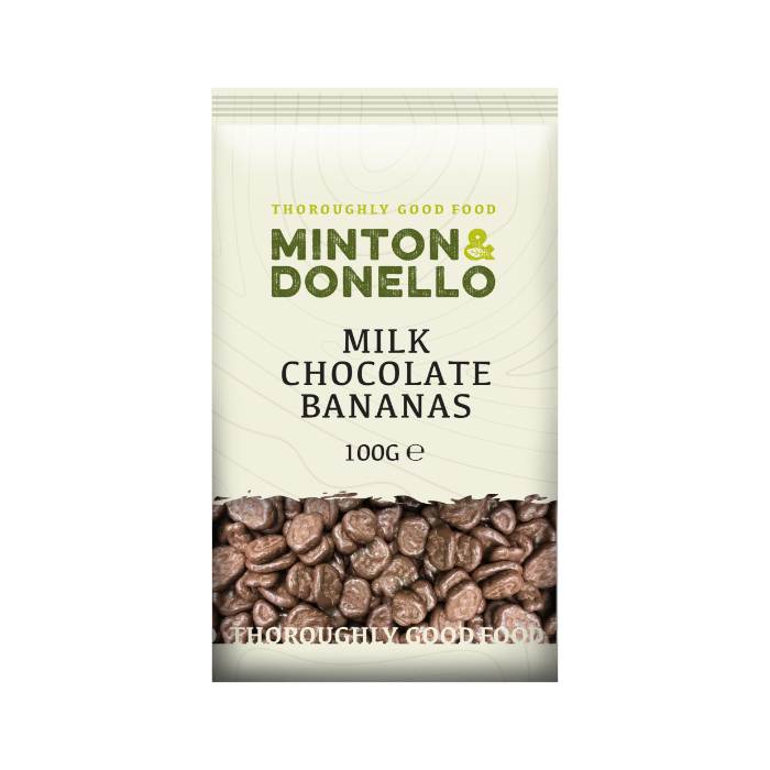 Minton & Donello - Milk Chocolate Bananas Bites, 100g  Pack of 6