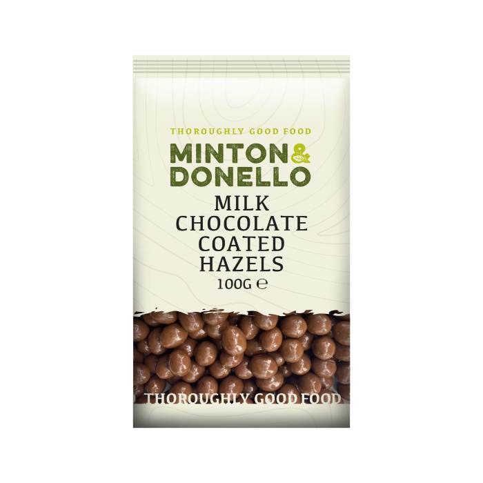 Minton & Donello - Milk Chocolate Coated Hazels Bites, 100g  Pack of 6