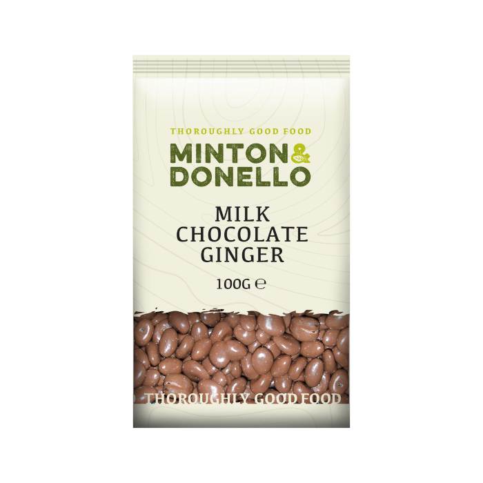 Minton & Donello - Milk Chocolate Ginger Bites, 100g  Pack of 6