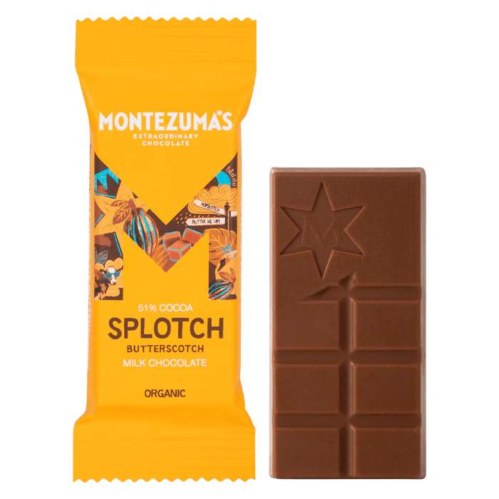 Montezuma's - Organic 54% Milk Chocolate with Butterscotch, 25g  Pack of 26