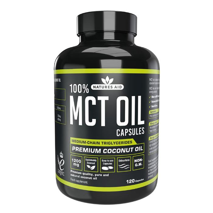 Natures Aid - 100% MCT Oil Caramel, 120 Capsules
