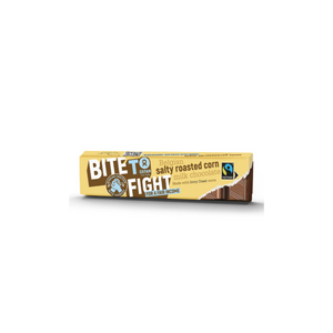 Oxfam Fair Trade - Bite to Fight Milk Choc Corn Sea Salt, 45g | Pack of 35