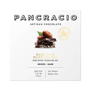 Pancracio Chocolate - Dark Chocolate Bar With Cocoa Nibs and Fleur de Sel | Pack of 20 | Multiple Sizes