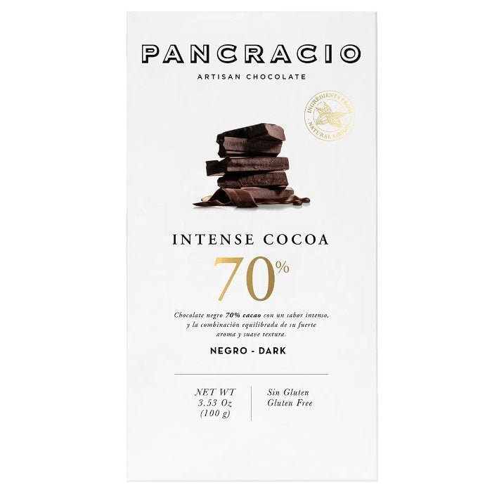 Pancracio Chocolate - Intense Cocoa 70% Dark Chocolate Bar, 100g  Pack of 20