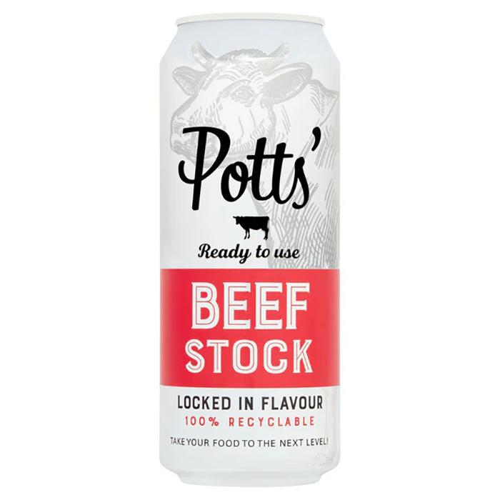 Potts - Potts' Beef Stock 100% Recyclable Can, 500ml  Pack of 8