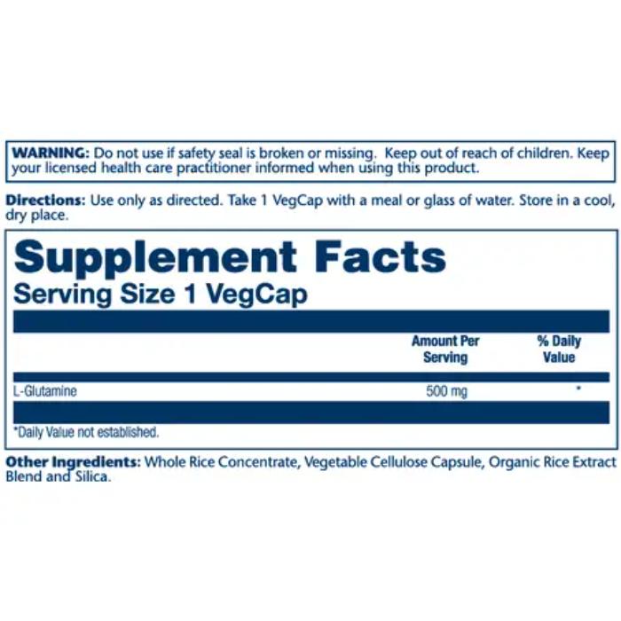 Solaray - L- Glutamine Free-Form 500mg, 50 Veg Capules - back
