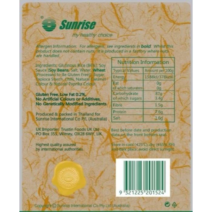 Sunrise - Gluten Free Rice Crackers Mini Spicy, 100g - Back