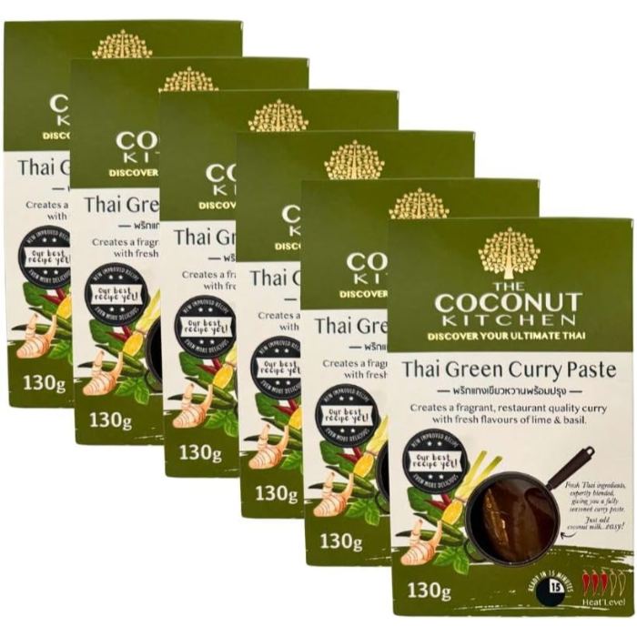 The Coconut Kitchen - Easy Green Curry Paste 2x65g, Pack of 6