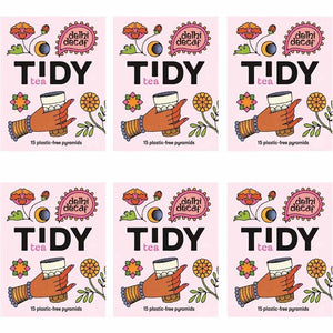 Tidy Tea - Delhi Decaffeinated Black Tea, 15 Bags | Pack of 6