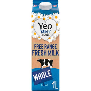 Yeo Valley - Organic Whole Milk, 1L | Pack of 6