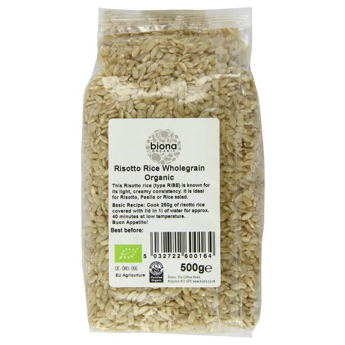 Biona - Organic Brown Risotto Rice, 500g - back
