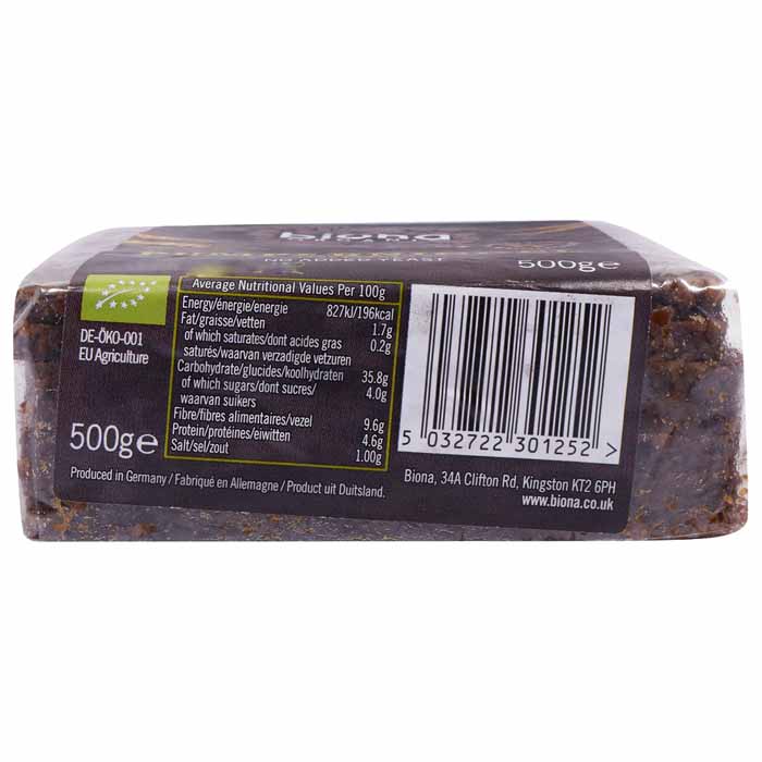 Biona - Organic Pumpernickel Bread, 500g - back