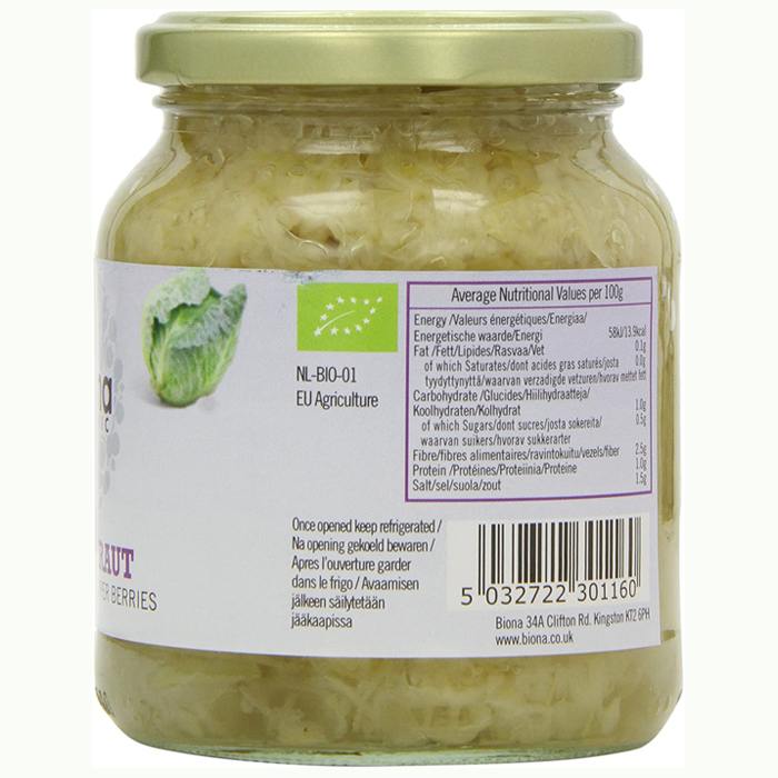 Biona - Organic Sauerkraut, 350g - back