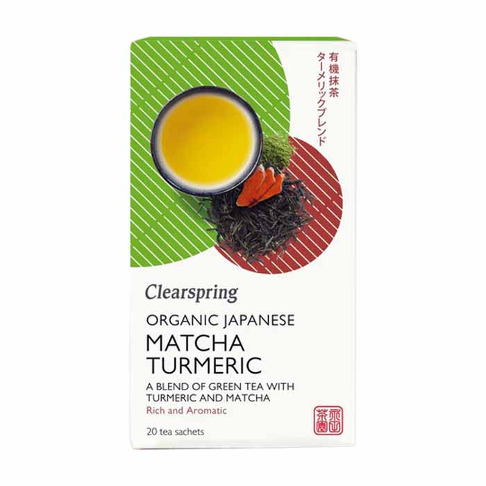 Clearspring - Organic Japanese - Matcha Turmeric Green Tea, 20 Sachets  Pack of 4