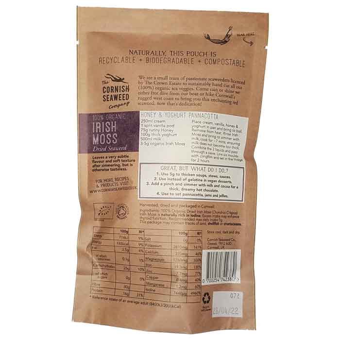 Cornish Seaweed - Organic Irish Moss, 20g - Back