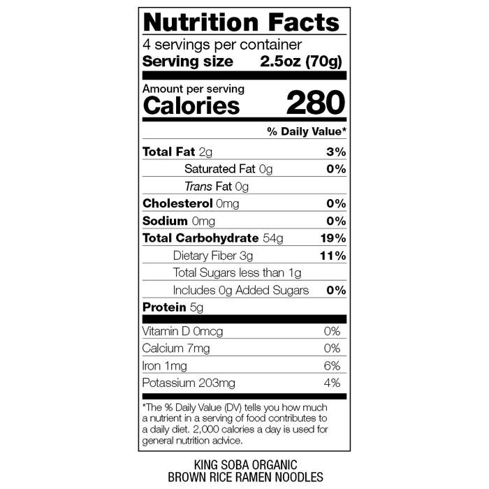 King Soba - Organic Brown Rice Ramen Noodles, 280g - back