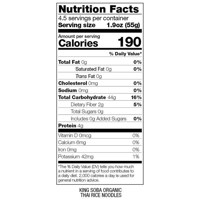 King Soba - Organic Thai Rice Noodles, 250g - back
