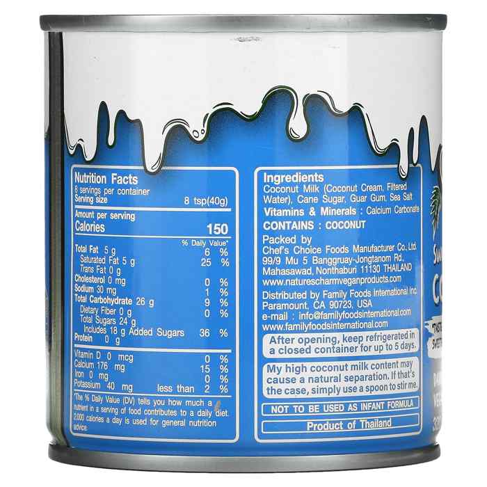 Nature's Charm - Sweetened Condensed Coconut Milk, 320g - back