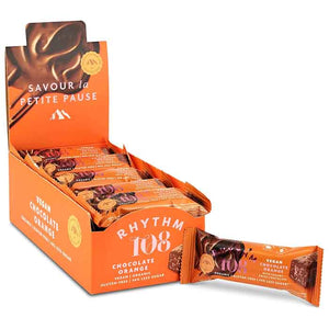 Rhythm 108 - Chocolate Orange Organic Swiss Dark Chocolate Bar, 33g | Pack of 15