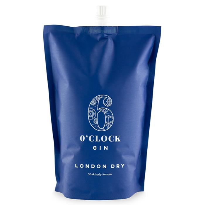 6 O'Clock Gin - 6 O’clock Gin London Dry Refill Pouch, 700ml  Pack of 6
