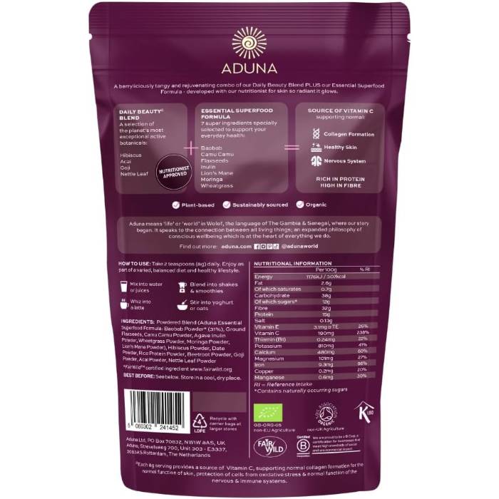 Aduna - Advanced Superfood Blend Beauty, 275g  - Back