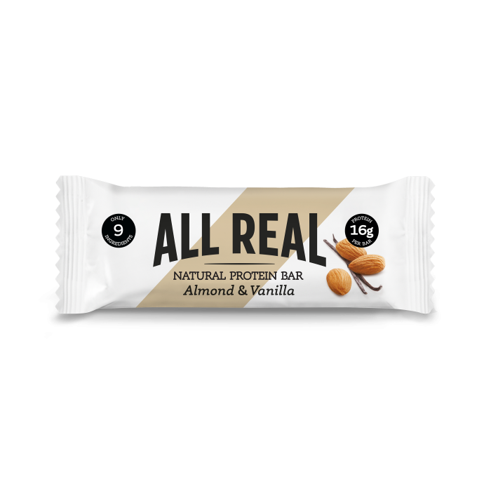 All Real - Almond & Vanilla Protein Bar, 50g  Pack of 12