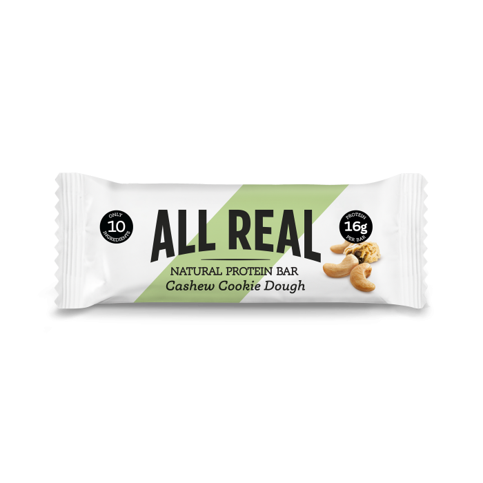 All Real - Cashew Cookie Dough Protein Bar, 50g  Pack of 12