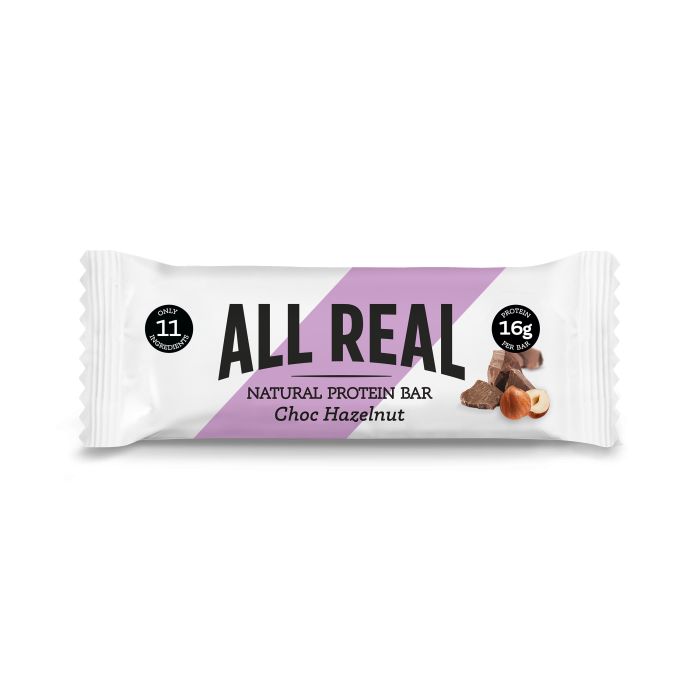 All Real - Choc Hazelnut Protein Bar, 50g  Pack of 12